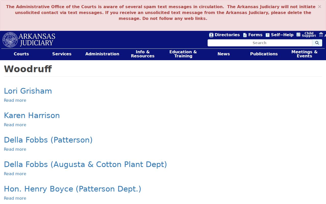 Woodruff County court docket judiciary directory