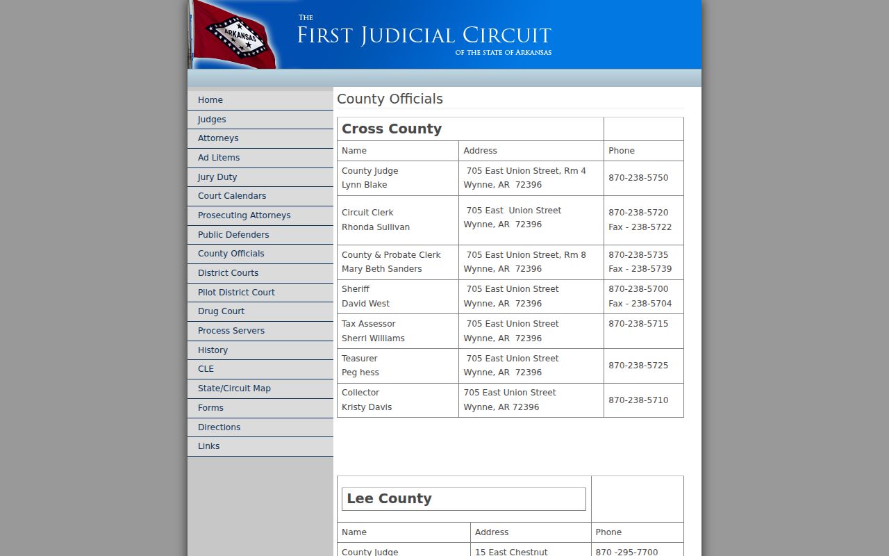 Augusta court records and First Judicial Circuit Woodruff officials