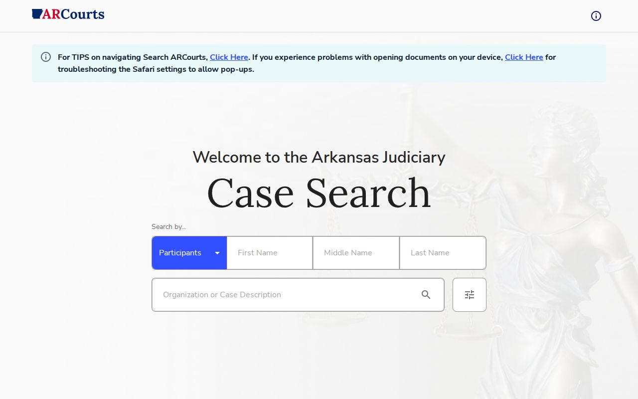 Woodruff County docket search legacy Public CourtConnect route