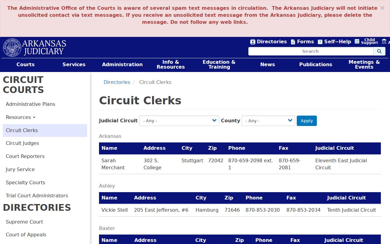 Woodruff County civil court dockets and Arkansas Circuit Clerk directory