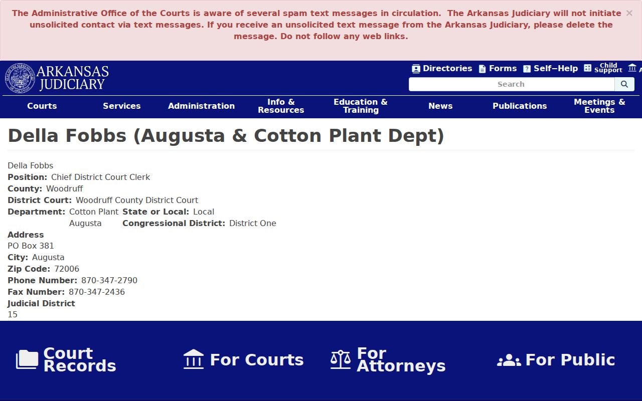 Woodruff County court schedule for Augusta and Cotton Plant dockets
