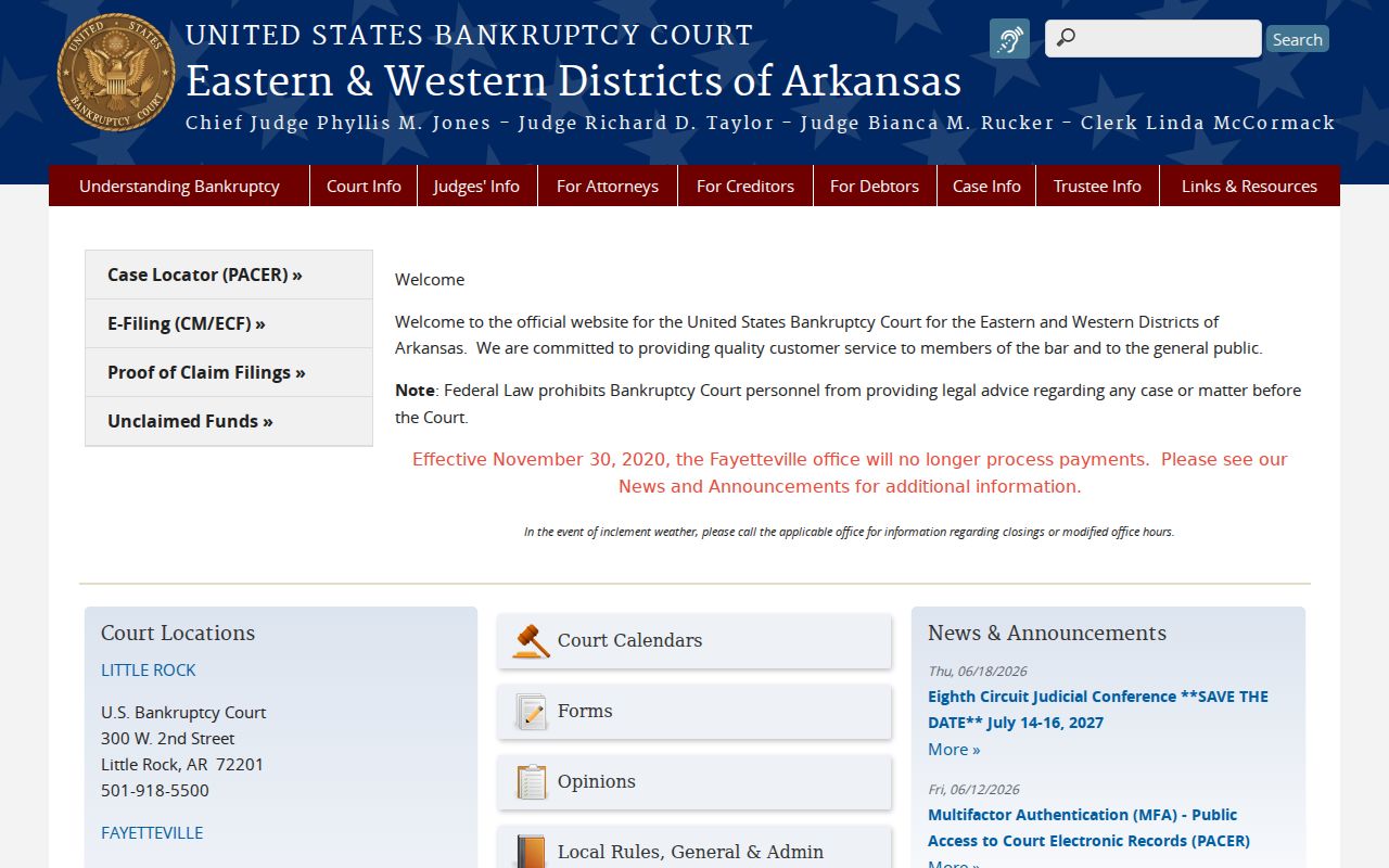 Hunter court records Arkansas bankruptcy court
