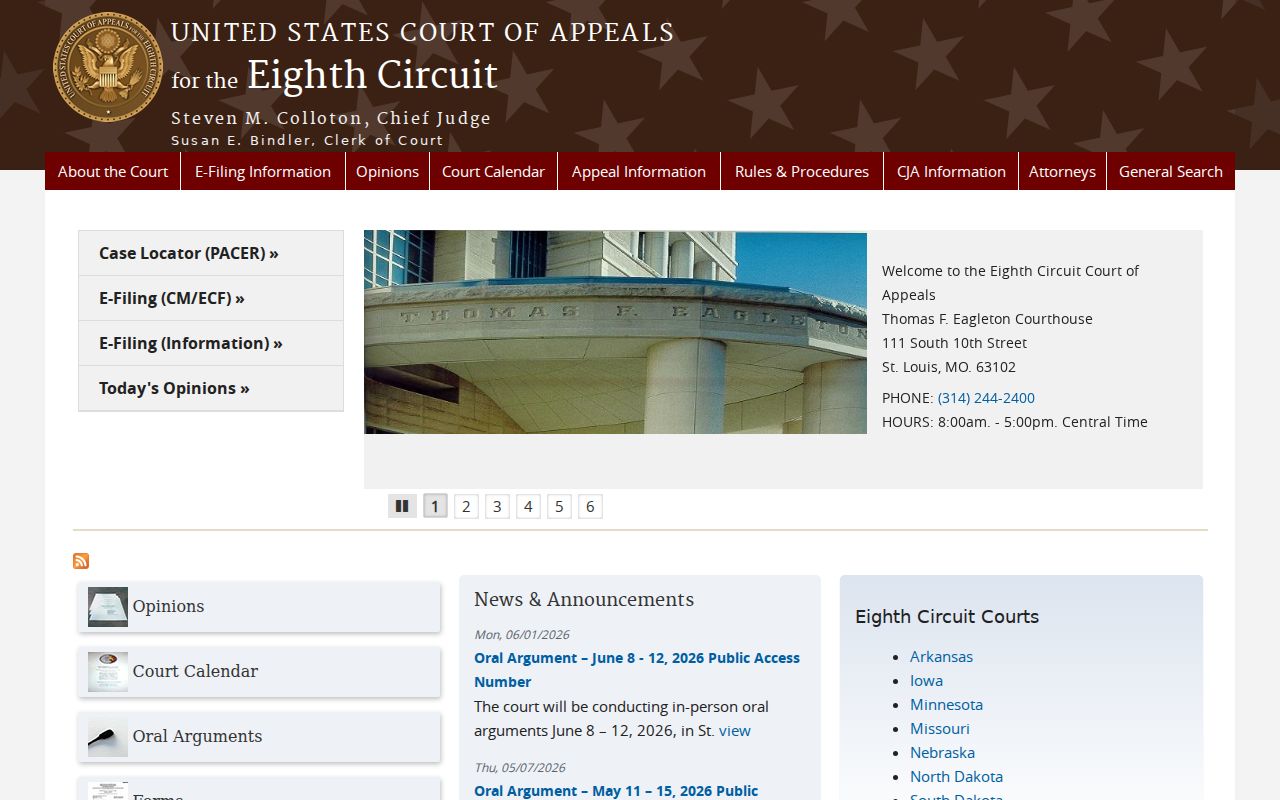 Hunter court records Eighth Circuit Court of Appeals
