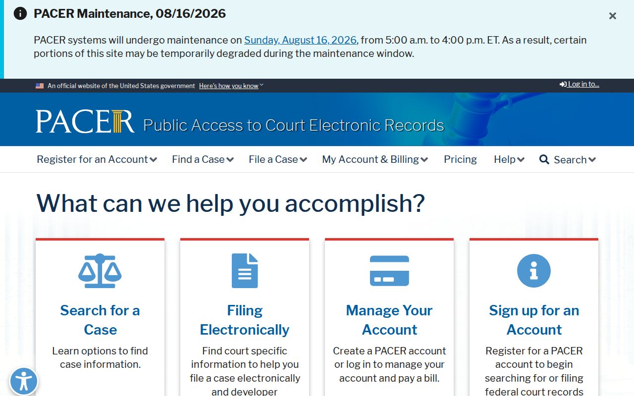 Hunter court records PACER federal case search