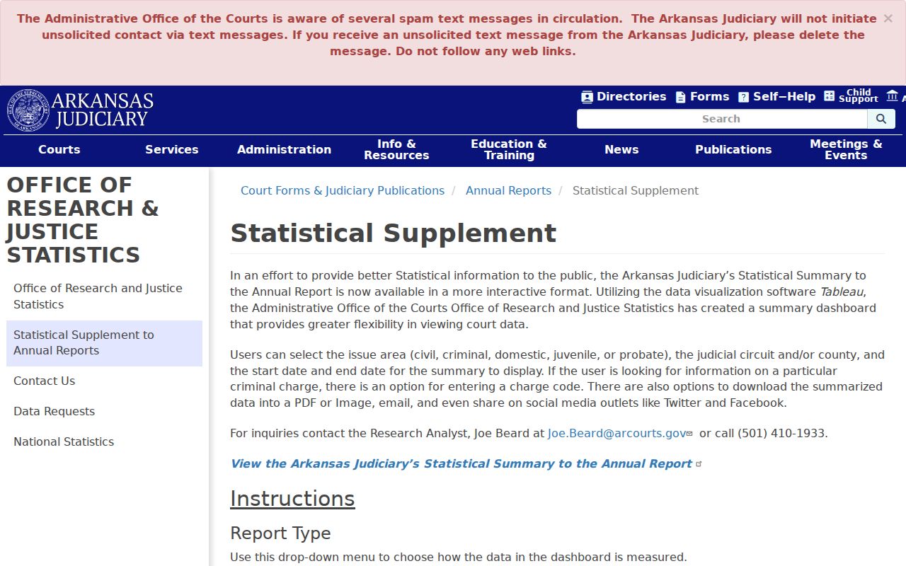 McCrory court records and Arkansas court caseload statistics