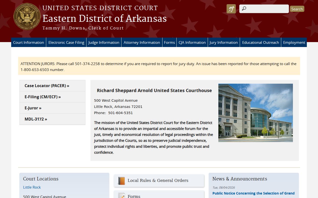 Patterson court records Eastern District of Arkansas website